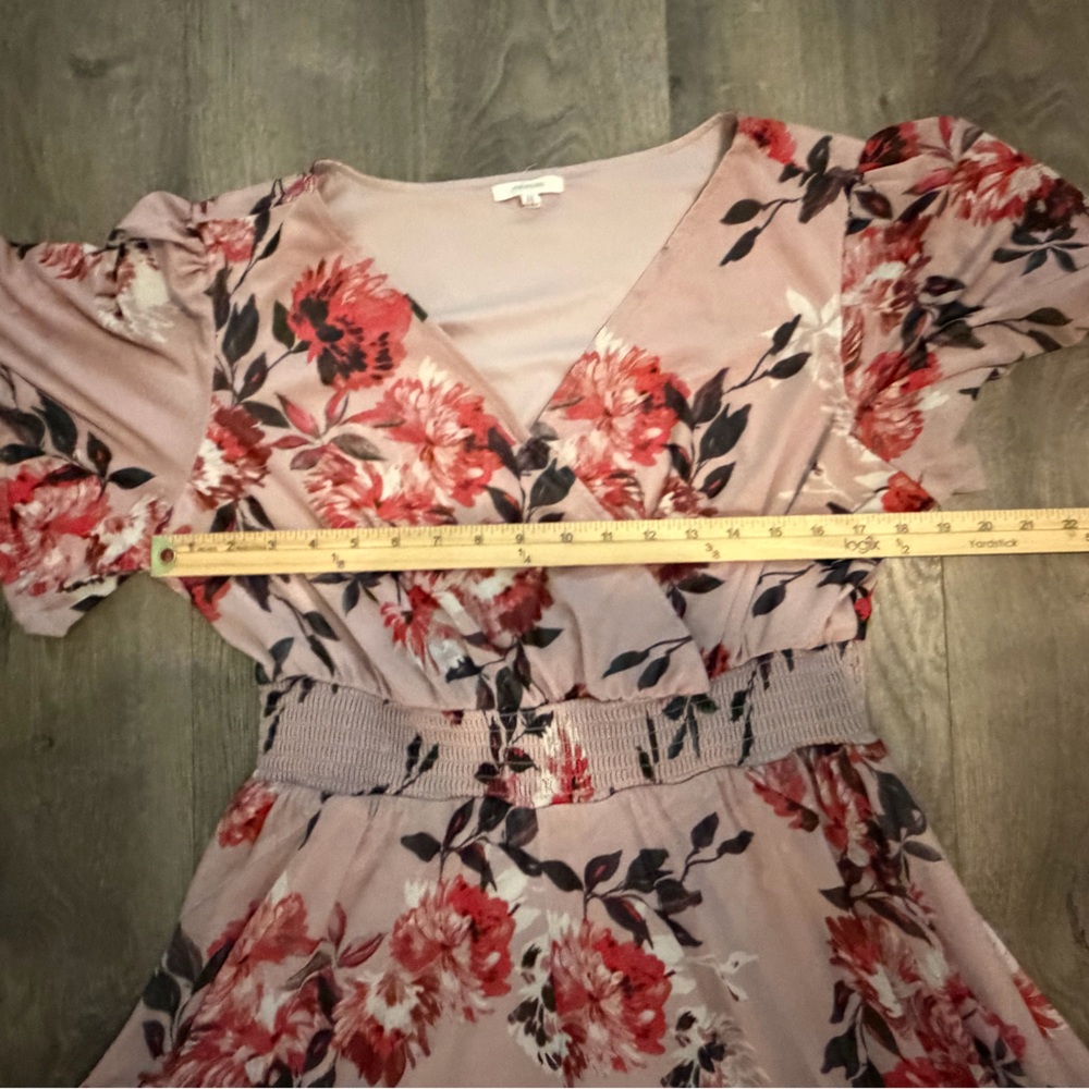 Maurices Floral Dress Women’s XL Pink Midi Smocked Waist Flutter Sleeve - Picture 8 of 8